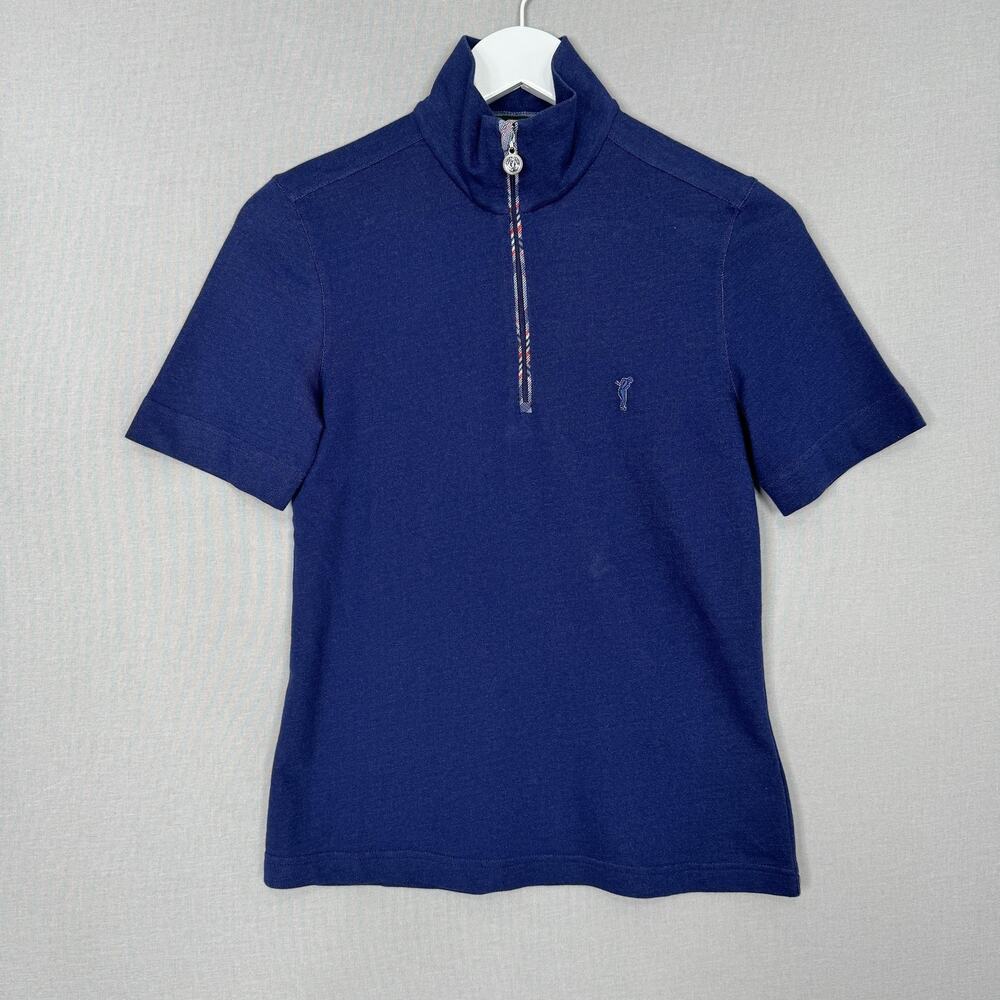 Golfino Shirt Womens 6 Blue Half 1/4 Zip Golf Performance Top Retro Preppy‎ Polo